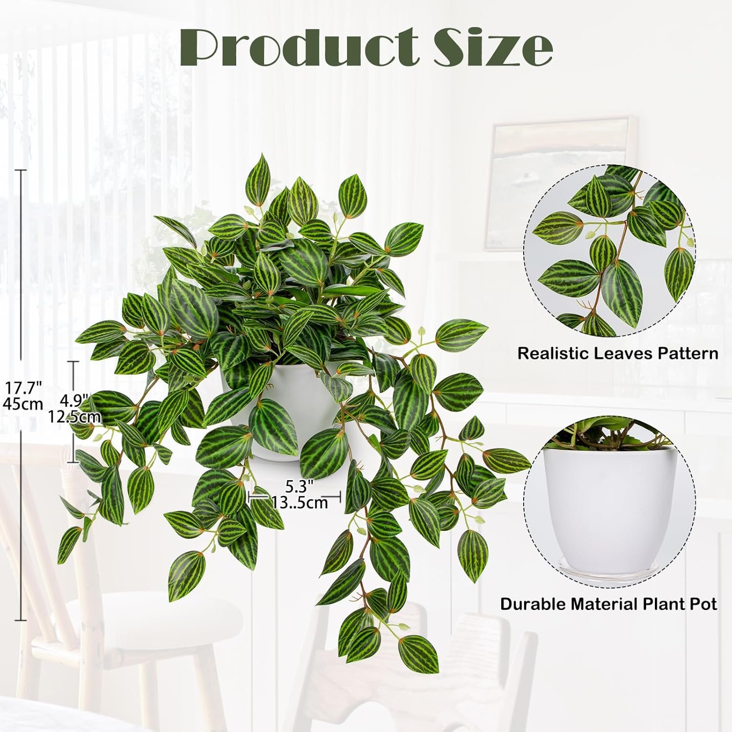 Artificial Plants Indoor Fake  - Peperomia Watermelon บทวิจารณ์และราคา